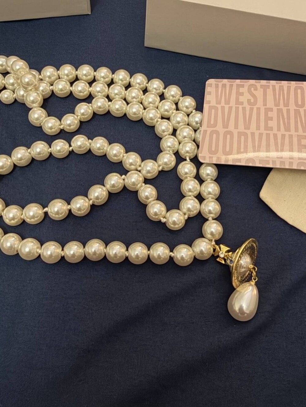 Vivienne Westwood Three Row pearl drop necklace